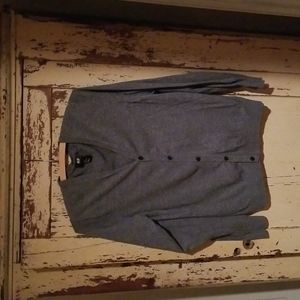 Men's H&M Gray Long Sleeve V-Neck Button Up Sweater Size M